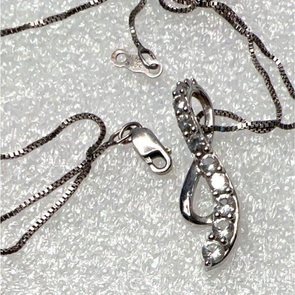 Sterling Silver Infinity Cubic Zirconia Pendant Necklace 925 Sun Jewelry Box Cha - Picture 1 of 15